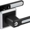 BAOLONG Door Square Modern Door Handle Entry Door Locksets with Key,Interior Privacy Door Lever, Entrance Handleset Matte Black Finish