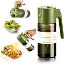 Glass 2 In 1 Olive Oil Dispenser Bottle for Kitchen Gadgets, Olive Oil Sprayer for Cooking 17oz/500ml (Light Blockage, Green)