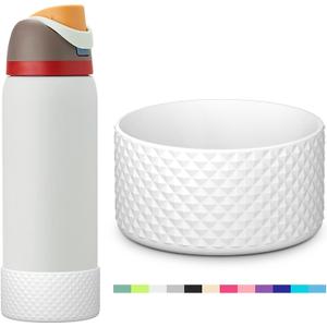 2 x yoelike Grid Silicone Boot for Owala Water Bottle, Anti-Slip Protective Sleeve for FreeSip/Twist/Flip, Bottom Bumper Cover for Watter Bottle Accessories (32 Ounces, Diamond - pink)