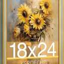 18x24 Picture Frame, HD Real Glass Ornate Vintage 18x24 Photo Frame, 18 by 24 Poster Frame with Gold Green Texture Border Horizontal & Vertical Display for Tabletop or Wall Decor (1 Pack)