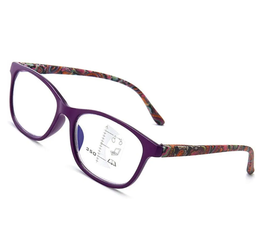 SIADEE Progressive Multifocal Blue Light Blocking Reading Glasses Women Men-Purple 1.0X