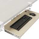 AX WABER Keyboard Tray Under Desk Pull Out with Extra Sturdy C Clamp Mount System, 27.3 (32.5 inch Including Clamps) x 11 Inch Slide-Out Platform Computer Drawer for Typing Grain AX01WG01