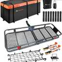 Hitch Mount Cargo Carrier Basket 60"*20"*6"+Waterproof Bag 16 Cubic Feet(58"*19"*24"),and Cargo Net with Attachment Hooks,Ratchet Straps,Hitch Stabilizer.500 Lbs Capacity,Foldable,fit 2" Receiver