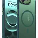 YEMORAN Compatible with iPhone 16E Case with Built-in Camera Lens Protector Translucent Magnetic iPhone 16E Phone Case 6.1" [Compatible with Mag-Safe][Great Grip Feeling], Green