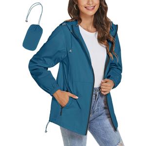 TCOT Womens Rain Jackets Waterproof Windbreaker Jackets lightweight Portable Rain Coat (Blue, M)