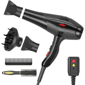 Hair Dryer Professional Ionic Salon Hair Dryer 2400W Powerful Fast-Drying Blue Light Ionic Hair Dryers with Diffuser, AC Motor Constant Temperature Quiet Ion Dryers for Women Men