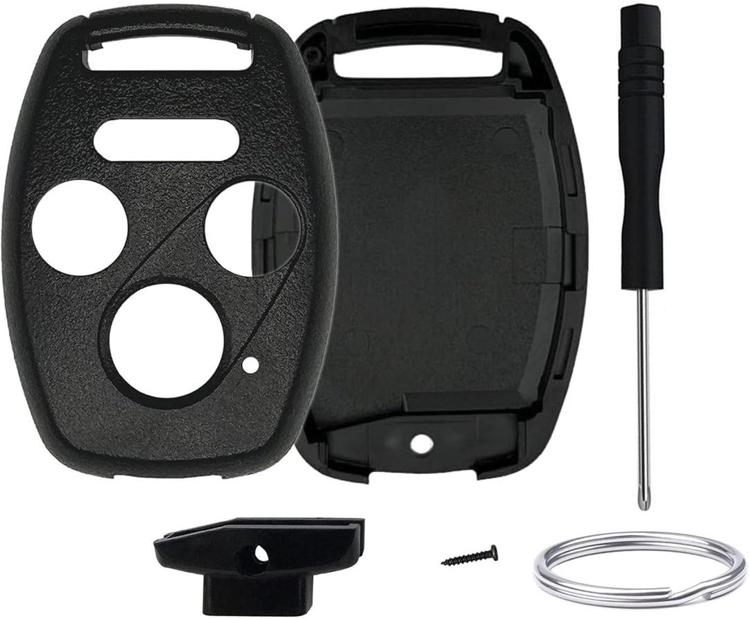 No Key Cutting or Programming Needed Replacement Keyless Entry Key Fob Shell Case Fit for Honda 2006-2013 Civic EX / 2003-2012 Accord / 2009-2015 Pilot /2005-2006 CR-V (1-Black)