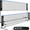 BAGAIL Badminton Net, Height Adjustable Kids Volleyball Net, Foldable Nylon Net 17ft Wide, Tennis Net, Small Pickleball Net for Backyard Game and Indoor Outdoor Use, Easy Setup