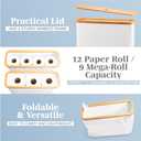 LONBET Toilet Paper Storage for 12 Rolls, Stackable & Foldable - The Ultimate Bathroom Organizer - Waterproof Basket with Bamboo Lid - Elegant Toilet Paper Storage Holder, Light Gray