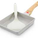 JOUTYFOR Japanese Omelette Pan, Tamagoyaki Egg Pan, Nonstick Frying Pan with Spatula, Healthy Granite Cookware, PFOS & PFOA Free, 6" x 7" (White)