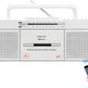 Portable Cassette Player Recorder Boombox with Bluetooth,USB,AM/FM Radio,Tape Player/Recording,USB Playback/Recording,Cassette to MP3 Converter (Gray+White)