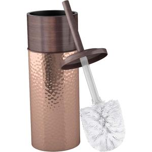 nu steel Round Shape Stainless Steel Toilet Brush Holder for Bathroom Copper Color Finish Comes with a Complete Plastic Liner Inside to Prevent Dripping
