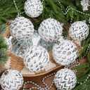 Briful 100mm/4 Rustic Large Christmas Ball Ornaments 4PCS White and Silver Textured Vintage Xmas Balls Decorative Baubles for Christmas Tree Wreath Garland Holiday Farmhouse Home Decor