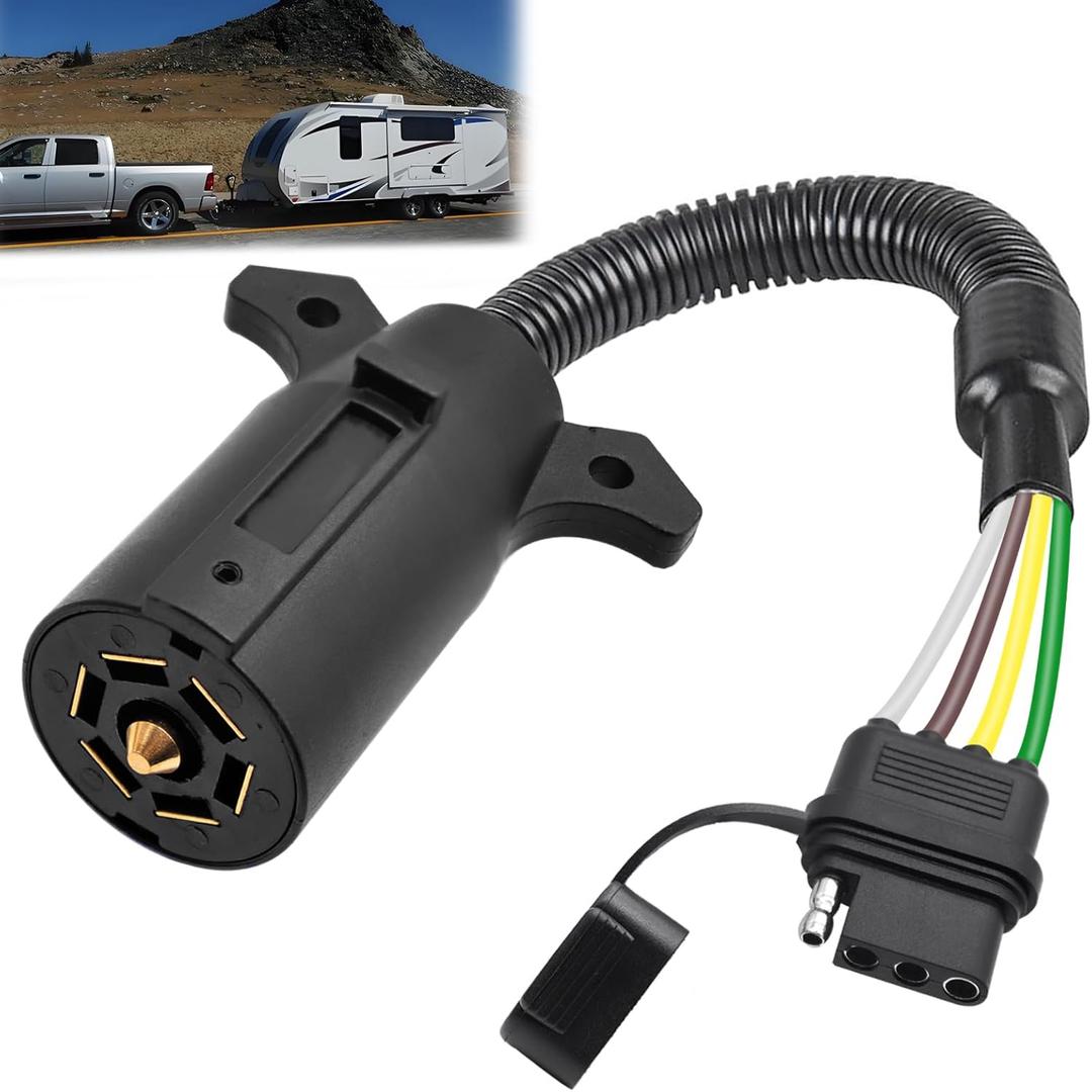 7 Pin to 4 Pin Trailer Adapter 7 Way Blade to 4 Way Flat Trailer Light Connector Adapter,Single-Function 7 Way to 4 Way Trailer for RV Truck