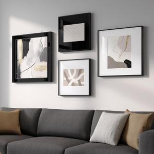 Framed Abstract Wall Art for Living Room, 4 Piece Modern Art Prints Paintings Artwork for Walls, Minimalist Abstract Pictures for Hallway Dining Room Bedroom Office Wall Decor