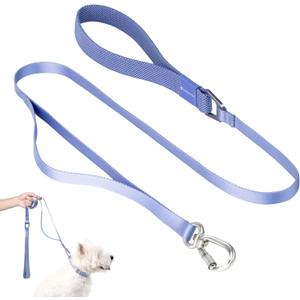 Nylon Dog Leash Heavy Duty Lightweight w/Traffic Handle and Elastic Two Handles, Easy Hook Carabiner Clip Lock Durable Dog Training Leash Walking Lead for Small Medium Dogs (Armor Blue, S)