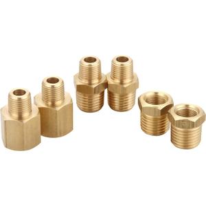 Brass Bushing Nipple, Reducing Nipple, Reducer Adapter, 1/4 Inch NPT x 3/8 Inch NPT Pipe Fitting, 6 Piece
