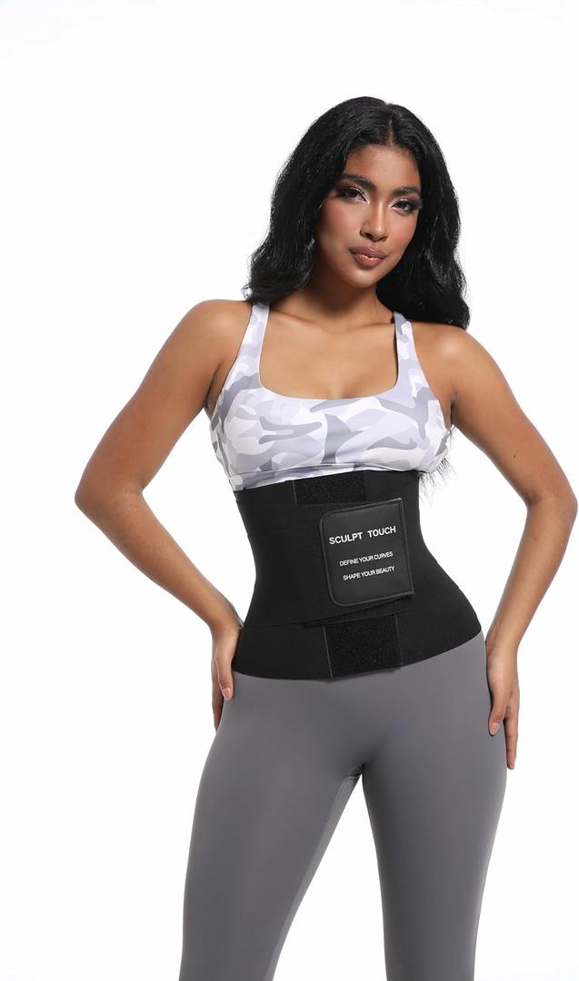 SCULPT TOUCH Women's Waist Trainer Corset, Tummy Control Shapewear Belt for Workout, Black (Medium)