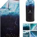 4Monster Microfiber Beach Towel for Travel Quick Dry Super Absorbent Lightweight Towel for Swimmers, Sand Free Towel, Beach Towels for Pool, Swim, Water Sports, 63x31'' (15 Ocean-B, 1pack)