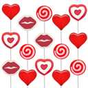 Fruidles 12-Count Half Pound Valentine's Lollipop Party Mix, Hearts, Lips N' Swirls Mixed Fruit Flavor Assortment, Individually Wrapped Assorted (EXP 11/02/27)