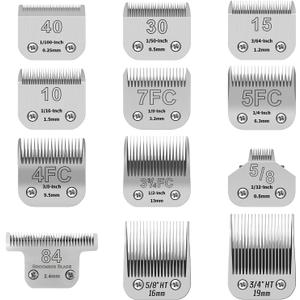 Pet Dog Grooming Detachable Ceramic Blades Kit,Compatible with Andis,Oster A5,Wahl KM10 Clippers,Cut Length 1/100"(0.25mm) to 3/4" (19mm),12 Pack (12 Pack)