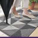 DEXI Front Door Mats for Entryway, 32x48 Non Slip Washable Low-Profile Entry Doormat, Absorbent Resist Dirt Inside Floor Entrance Mat, Patio, Grey/White