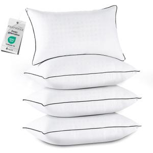 JOLLYVOGUE King Size Pillows Set of 4, Collection Bed Pillows for Sleeping, Hotel Quality Pillows for Side, Back and Stomach Sleepers, Soft and Supportive Oeko-Tex Certified Down Alternative Filling