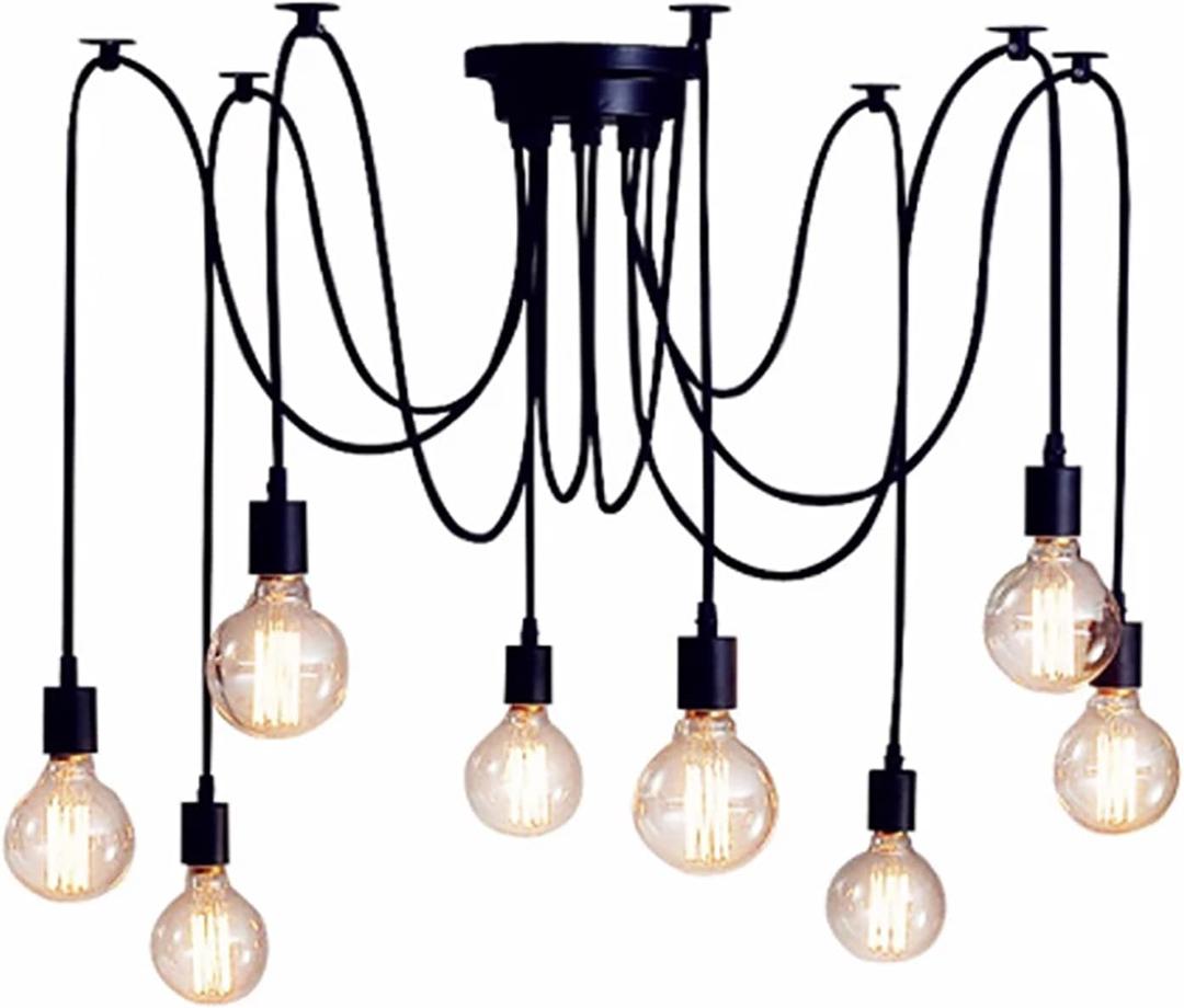 Spider Light Chandelier Spider Pendant Light Fixture Edison Chandelier 8 arms Vintage Industrial Steampunk Hanging Ceiling Multi DIY (8Arms with 59in light cord)