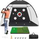 Zensouds Golf Net, 10x7FT with Golf Practice Mat, Hitting Aid Nets for Backyard Driving Chipping Training Swing with Target Outdoor or Indoor Gifts for Men/Dad/Him 1