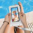 IPX8 Floating Waterproof Phone Pouch 2-Pack ,7.2 Inch Waterproof Dry Bag16/15/14 Pro Max Galaxy S24/S23 Adjustable Lanyard + wrist strap Beach Swimming Travel Essentials Black white