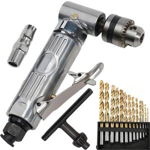 1/4'' 90 Degree Right Angle Air Drill,18 Volts Pneumatic Pistol Drill Tool Power Screwdriver