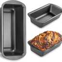 HONGBAKE 3 Pack Loaf Pan Set, 8.5 x 4.5 Inches With Wide Grips Nonstick Bread Tin, 1Lb Perfect for Homemade Baking, Grey (Gray)