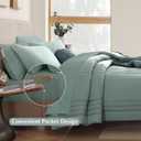 Monbix Queen Comforter Set - 7 Pieces Sage Green Bed in a Bag Queen Bedding Sets with Comforters, All Seasons Comforter Bed Set with Sheets,Pillowcases & Shams