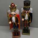 2 Pcs Wooden Christmas Decorations Nutcracker Soldier, 38CM Traditional Painted Nutcracker Figures, Festive Collectible Christmas Ornament Gift for Family Friends