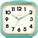 5.5" Large Analog Alarm Clock • Silent Non Ticking • Gentle Wake • Beep Sounds • Increasing Volume • Battery Operated Snooze and Manual Light • Retro Green