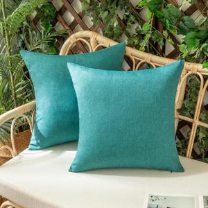 Woaboy Set of 2 Outdoor Waterproof Throw Pillow Covers Decorative Farmhouse Solid Cushion Cases for Patio Tent Balcony Couch Sofa Car Turquoise 16x16 inch Woaboy Set of 2 Outdoor Waterproof Throw Pillow Covers Decorative Farmhouse Solid Cushion Cases for Patio Tent Balcony Couch Sofa Car Turquoise 16x16 inch