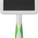 Andis 68540 Self-Cleaning Animal Slicker Brushes with Curved Stainless-Steel Bristles for All Breeds - Reduces Shedding by Up to 90%, Removes Tangles, Dirt & Loose Hair  Large, Green