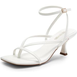 DREAM PAIRS Women's kitten Low Strappy Lace Up Heels Open Square Toe Thong Ankle Strap Heels Sexy Fashion Comfort Dress Shoes Party Sylvestra Pumps Heeled Sandals (8.5)