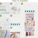 2 x New Upgraded Bow Holder Headband Organizer w/ 9 Mesh Pockets, Large Capacity Hair Bow Organizer for Girls, Wall Hair Accessory Organizer for Nursery Room Decor(32x15inch,Beige Green)