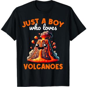 Kids Just A Boy Who Loves Volanoes Volcano Eruption T-Shirt, Small