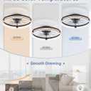 ZMISHIBO Low Profile Ceiling Fans with Lights and Remote, 20 Inch Flush Mount Ceiling Fan with Light, 3000K-6000K Dimmable Fandelier LED Fan Light, 6 Wind Speeds Brown Ceiling Fans for Bedroom