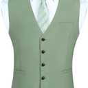 HISDERN Mens Suit Vest Waistcoat with 3 Pockets Slim Fit for Business Formal Wedding Prom and Casual Tuxedo Wear (Large, Light Green)