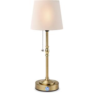 Nurforta Rechargeable Cordless Table Lamp: Battery Powered Lamp,3 Level Brightness - Bedside Night Lamp, Ambient Light for Restaurant, Home, Bedroom, Dining Room, Camping, Cafe(Brass)