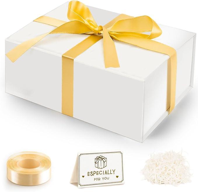 Gift Box, 13.8x9.5x4" Gift Boxes with Closure Lids for Presents Groomsman Proposal Box, Large Magnetic Gift Box for Wrapping Gifts, Christmas, Birthday Proposal Gift, Contains Card, Ribbon, Filler，XL