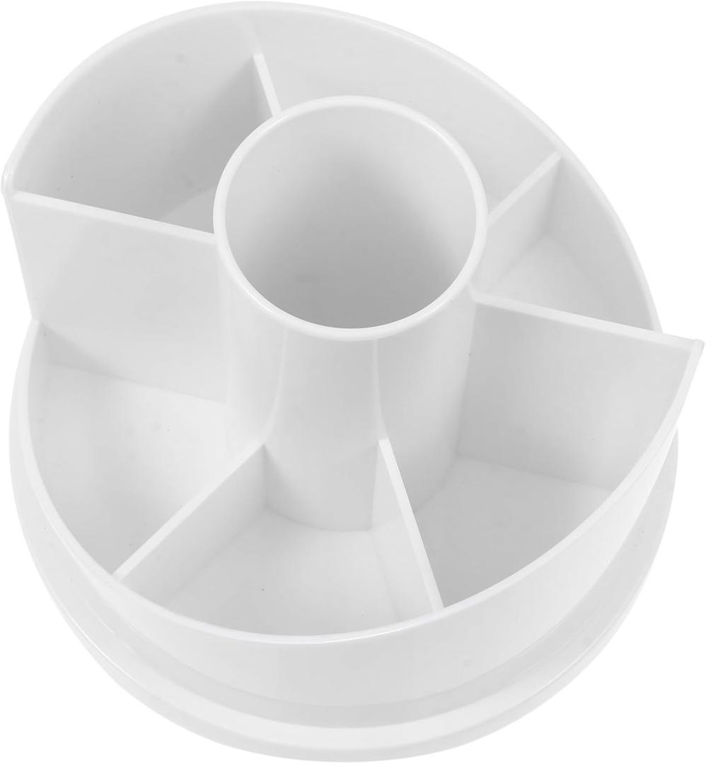 DOITOOL 1pc Rotatable Brush Holder and Stationery Organizer Multi-functional Makeup Tool Storage for Desk Container for Use (14.8x14.8cm, White)