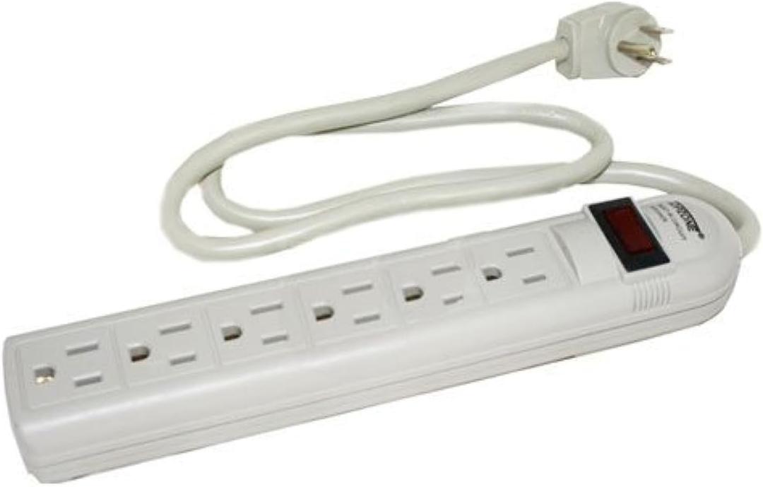 Topzone 8 Feet 6 Outlets 90 Joules Surge Protector Angle Plug AC Wall Power Strip ETL Listed (Beige)