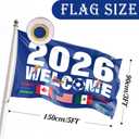 2026 Welcome World Soccer Flag Blue with Country Flag 5x3 Feet (150x90cm) Single Sided with 2 Grommets