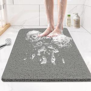 Joyhalo Shower Mat Bathtub Mat Non Slip, Bathmats Non Slip, Quick Drying Foot Scrubber Loofah Mats for Inside Shower, Tub, Bathroom, Home, 17 * 24inch, Grey