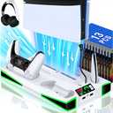 Cooling Station for PS5 / PS5 Slim Console, 3-Level Fan & RGB LED for PS5/ 2023 PS5 Slim Cooling Stand, with Controller Charger for PlayStation 5, Headset Holder, 3 Charging Ports, Accessories for PS5
