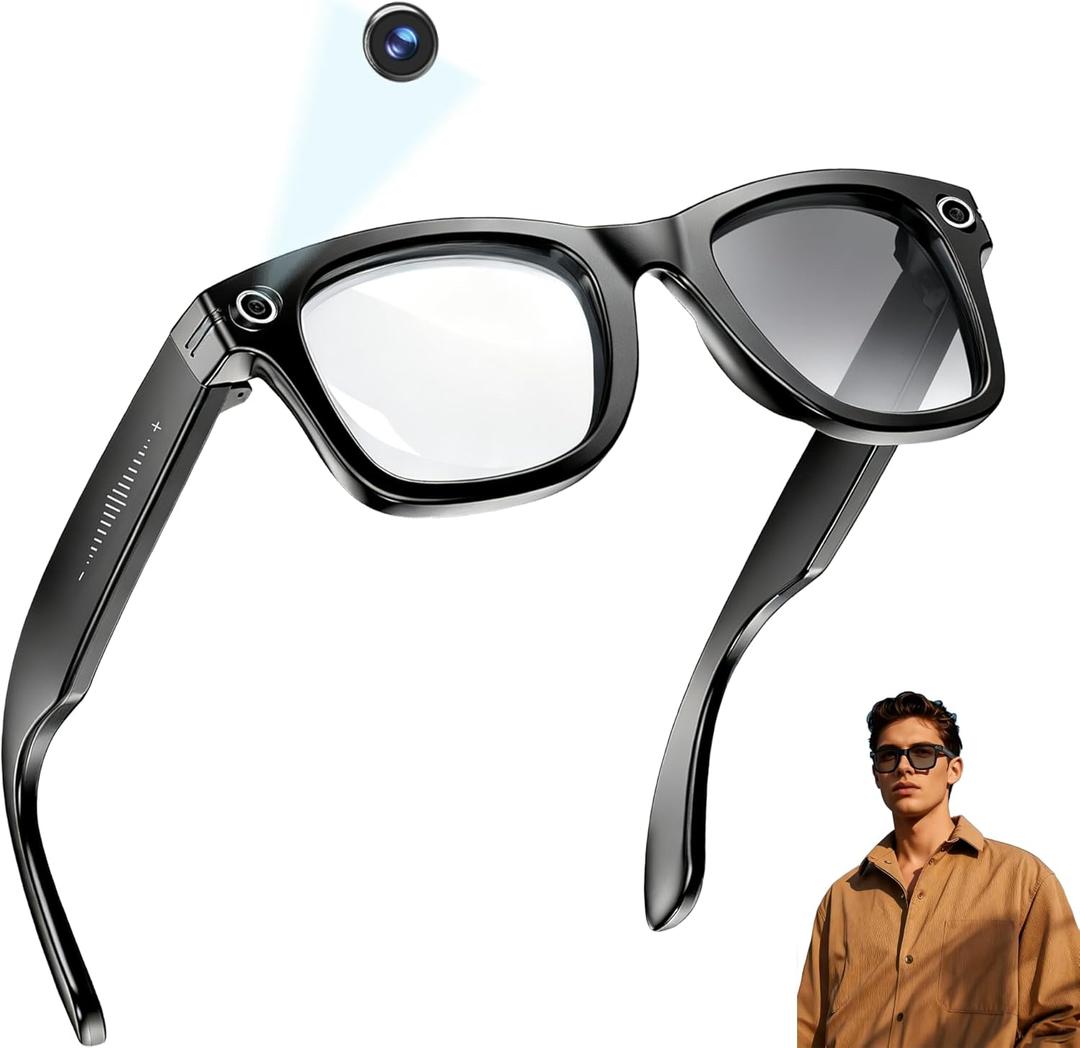 MNVOEQ AI Smart Glasses with Camera 4K, Video Recording.Bluetooth for Men & Women HandsFree Recording Glasses with Audio, AlPowered Wearable Tech